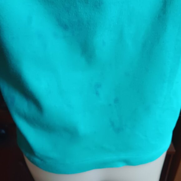 Large 1970's Single Stitch Turquoise Sleeveless Tie-Front Crop Top T-shirt - Picture 6 of 7